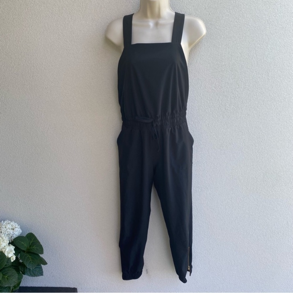 Albion Fit Classic Square Neck Overall Jumpsuit Black Women's Size XS